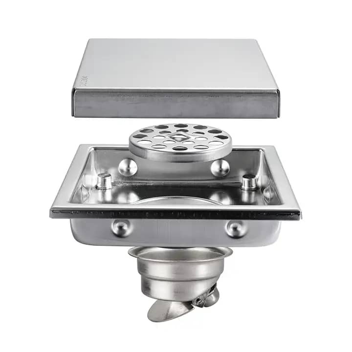 SUS304 Brushed Nickel Tile-Insert Shower Floor Drain, 15x15cm - Image 3
