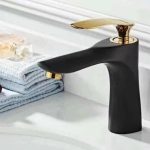 Dual-Tone Black and Gold Heavy-Gauge Basin Mixer