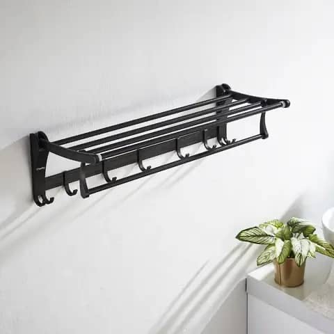 Black Multi-Towel Hanger with Sponge Hooks - Image 2