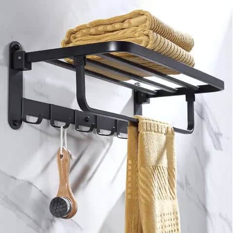 Black Multi-Towel Hanger with Sponge Hooks - Image 3