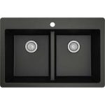 Black Equal Double Bowl Quartz Acrylic Kitchen Sink - Model AC10-AC13