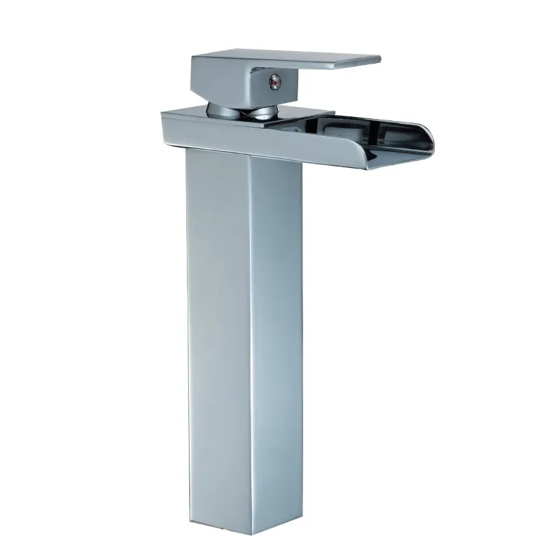 Extended Brushed Nickel Square Basin Mixer Tap - Image 2