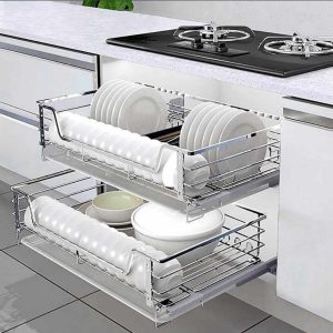 Dual-Level Stainless Steel Cabinet Rack