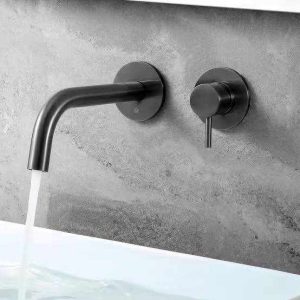 Matte Black Curved Concealed Basin Mixer