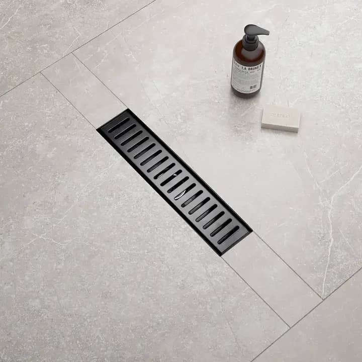 30x10cm Black Linear Shower Floor Drain for Efficient Waste Flow