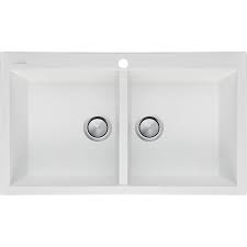 White Double Bowl Acrylic Sink - Model KS-AC11